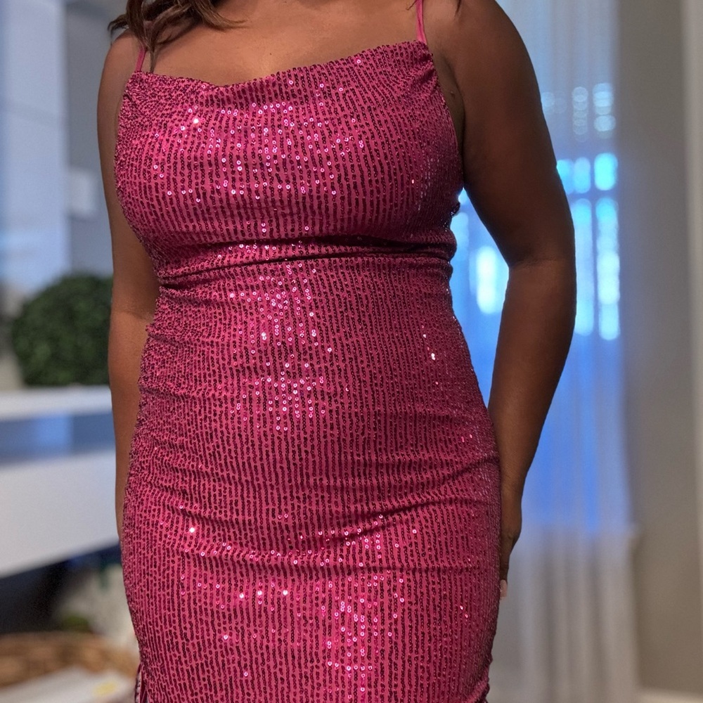Wild Fable Strapless Pink Sequin Dress